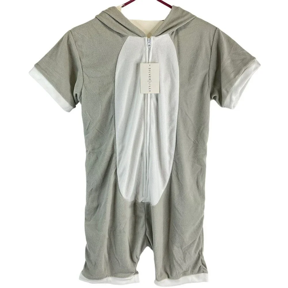 Funziez Romper Elephant 1 Piece M Short Slv Plush costume Halloween Jumpsuit Nwt - Picture 2 of 14